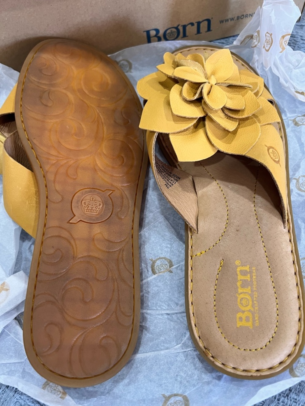 Born Yellow Floral Slide Sandals - Picture 12 of 15